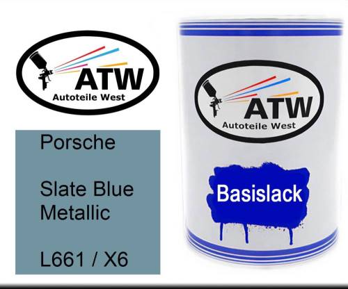 Porsche, Slate Blue Metallic, L661 / X6: 500ml Lackdose, von ATW Autoteile West.